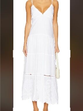 NWT PQ Swim White Lace-Detail Maxi Dress with Spaghetti Straps